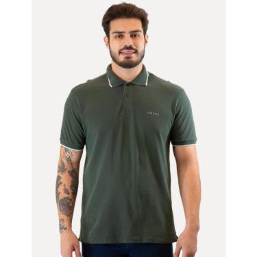 Imagem de Polo Guess Masculina Piquet Frieze Logo Relief Verde Escuro-Masculino