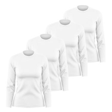 Imagem de Kit 4 Camisetas Manga Longa Segunda Pele Feminina Lisa Dry Academia Fit-Feminino