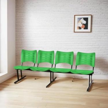 Imagem de Cadeira Longarina para recepção Iso 4 Lugares Em Polipropileno Verde -