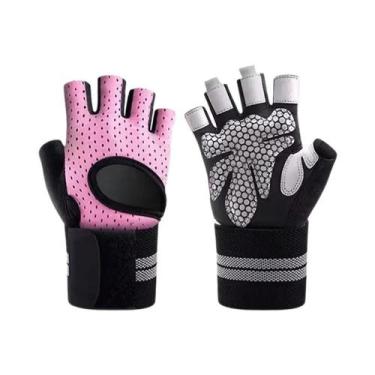 Imagem de Luvas De Academia Unissex Meio Dedo Com Suporte De Punho Para Exercíci