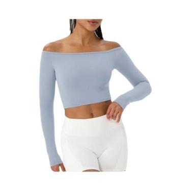 Imagem de Blusa Feminina Sexy De Manga Longa Com Ombros Descobertos, Secagem Ráp