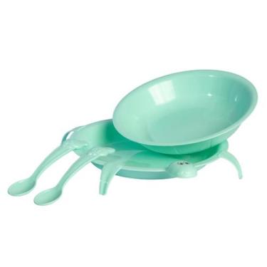 Imagem de Conjunto 2 Prato Tartaruga com 2 colheres Verde Unidade - Giotto