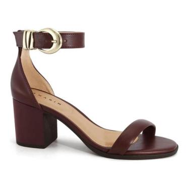 Imagem de Sandália Feminina Ramarim Salto Bloco Médio Fivela Dourada Confortável