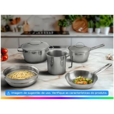 Imagem de Jogo de Panelas Tramontina Allegra em Aço Inox com Fundo Triplo de ind