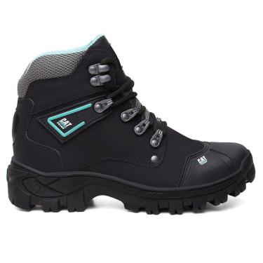 Imagem de Bota Masculina Adventure Coturno De Couro Com Ca Preto Com Verde-Masculino