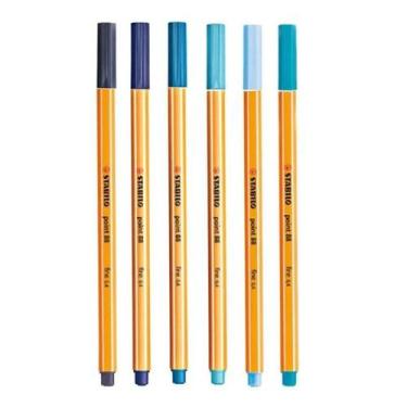 Imagem de Caneta Fineliner 0.4mm Point 88 6 Tons de Azul - Stabilo - Tendtudo