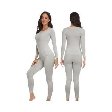 Imagem de Conjunto De Roupa Térmica Ultra Macia Para Mulheres, Camiseta E Calça 