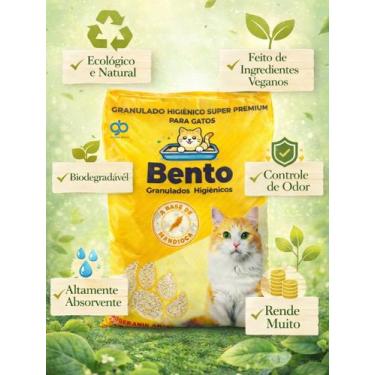 Imagem de Areia Higiênica Bento para Gatos Natural Mandioca Biodegradável Ecológ