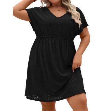 Imagem de Saída de Praia Halife Plus Size Preta 3X