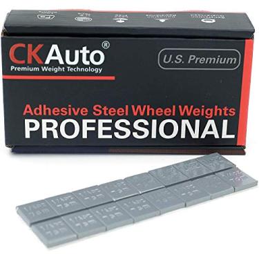 Imagem de CKAuto 0,25 oz, 0,25 oz, cinza, adesivo Stick on Wheel Weights, EasyPeel Type. Carros, caminhões, SUVs, motocicletas, perfil baixo, 60 oz/caixa, qualidade OEM dos EUA, (240 peças)