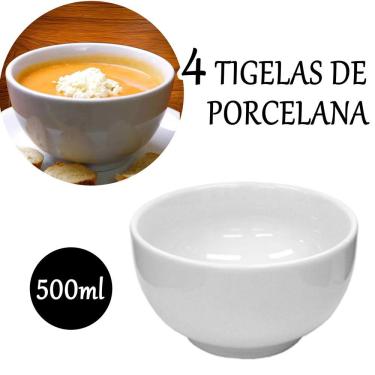 Imagem de Kit 4 Cumbuca de Porcelana 500ml Pote Tigela Bowl