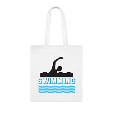 Imagem de Sacola de natação, presente de nadador, bolsa de ombro de natação, sacos reutilizáveis de natação, ideia de presente de cesta de natal de aniversário, presente para ela, presente para ele, bolsa feminina, Branco