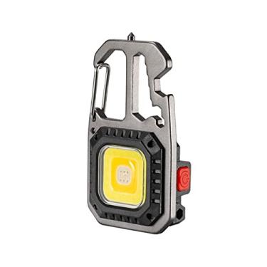 Imagem de FAMURE Lanterna COB pequena, mini luz bolso | chaveiro recarregável 500 lúmens, chave fenda, abridor garrafa, chave inglesa, martelo janela