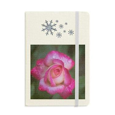 Imagem de Caderno de pétalas de flores lindas rosa para inverno com flocos de neve