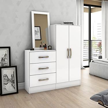 Imagem de Cômoda Multiuso Com 03 Gavetas 02 Portas Com Espelho B700 Branco - Briz Móveis