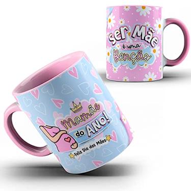 Imagem de Caneca xicara Mamãe do ano Mãe é uma benção (Rosa)