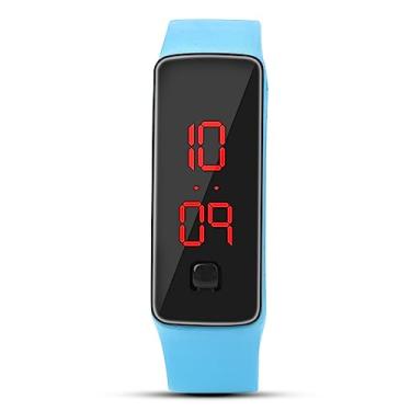 Imagem de Relógio Esportivo, Relógio LED Com Pulseira de Silicone para Esportes, Mostrador Digital de 12 Horas, Relógio de Pulso, Relógio de Pulso para Treino Esportivo (Azul claro)