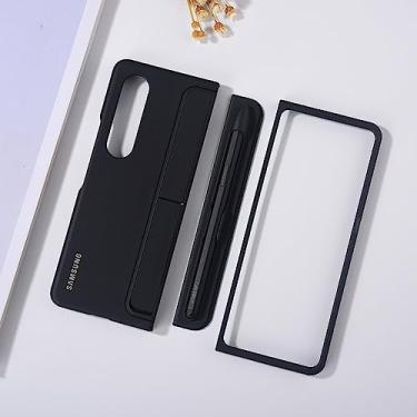 Imagem de Para Samsung Galaxy Z Fold 4 3 Capa de pé com S Pen para Galaxy Z Fold4 Fold3 5G Full Protect Back Cover Kickstand Flip Case, cor preta, para Z Fold 4