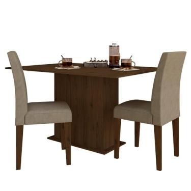 Imagem de Mesa De Jantar 2 Cadeiras Atenas Imbuia/suede Capuccino - M. Arapongas Imbuia/capuccino 02