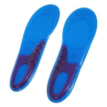 Imagem de Kit 2 Palmilha Silicone Gel Ortopédica Anti Impacto Pés Protetor Calcanhar Calcanheira Esporão Tendão de Aquiles (Ajustável, Azul)