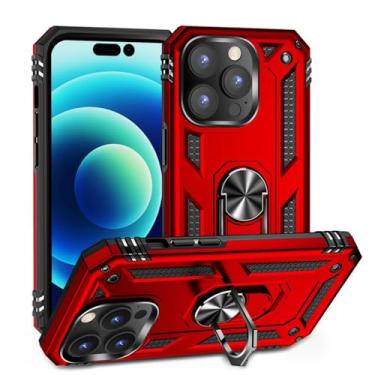 Imagem de Capa de telefone com proteção de lente de câmera deslizante para iPhone 15 14 13 12 11 Pro Max XS Max 13 Pro 14 Plus Capa de armadura com suporte de anel magnético, T7, para iPhone 14Pro