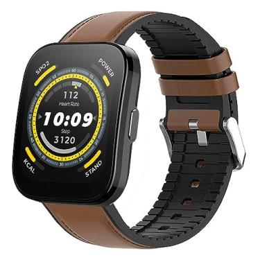 Imagem de Pulseira de substituição para relógio inteligente Amazfit Bip 5, Lamshaw 22 mm, de couro, silicone, compatível com Amazfit Bip 5 / Cheetah Pro / Cheetah / GTR 47mm / GTR 2 / GTR 3 / GTR 3 Pro / GTR 4 / GTR 2e / Falcon / Stratos Smartwatch (marrom)