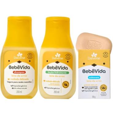 Imagem de Shampoo+Sabonete Vegetal+Hidratante Leite De Arroz Bebe Vida