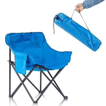 Imagem de ZONEMEL Cadeira de sauna portátil, cadeira reforçada de tecido Oxford dobrável rápido, com bolsos e bolsa de transporte, adequada para sauna, pesca e piqueniques (azul)