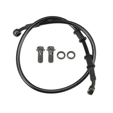 Imagem de Motoforti Mangueira de freio universal para motocicleta, quadriciclo, motocross, trançada, linha de freio hidráulico, oleoduto, 70 cm, durável, metal, preto, verde militar, 1 conjunto
