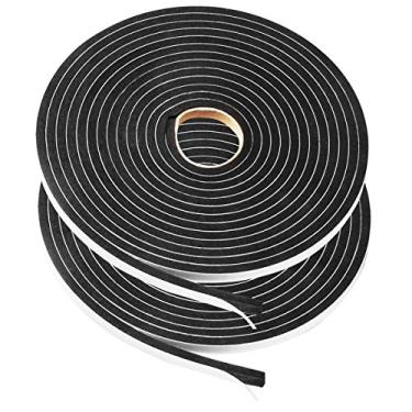 Imagem de 2 rolos de fita de vedação de espuma para isolamento de janela de porta, fita adesiva de espuma à prova de som e à prova de choque, fita de espuma de lado único de 0,9 cm L x 0,9 cm T, fita de vedação de célula fechada de ar frio e rascunho, total de 9,5 m