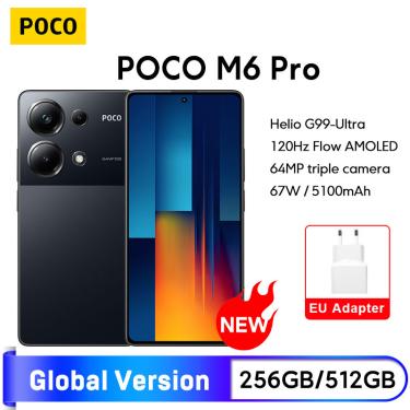 Imagem de POCO-M6 Smartphone Versão Global Pro  NFC  256GB  512GB  Helio G99  Câmera Ultra 64MP com OIS  6.67