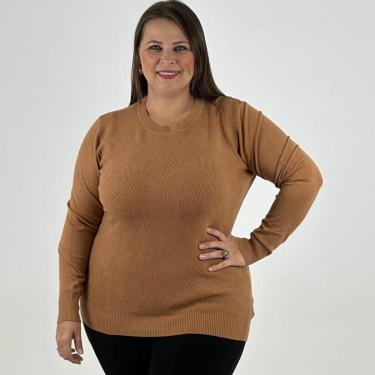 Imagem de Blusa de Lã Dunialin Plus Size Manga Longa Feminina-Feminino