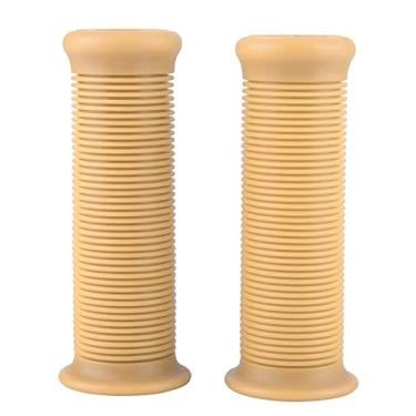 Imagem de Par de manoplas, par de manoplas de motocicleta universal de 25 mm, 28 mm, cabo de guidão vintage para motocicleta para a maioria das motocicletas (bege)