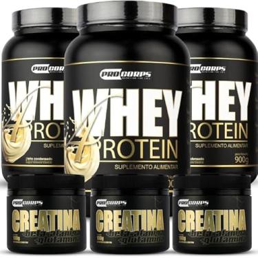 Imagem de Combo 3 Whey 4 Protein 900g + 3 Creatina 100g (900g, Leite Condensado)