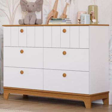 Imagem de Cômoda Infantil Estilo Retrô 6 Gavetas 100% MDF