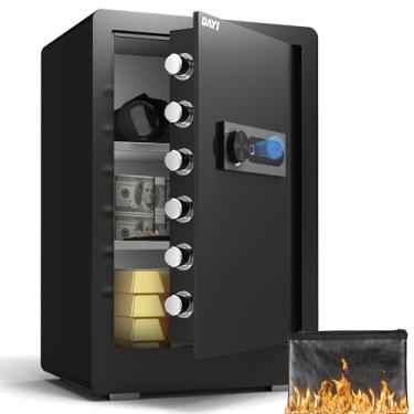 Imagem de DAYI Cofre biométrico para impressões digitais, cofre doméstico de 9 metros cúbicos com bolsa à prova de fogo, Touchpad digital seguro para documentos de dinheiro, sistema de alarme duplo - DF-60 Plus