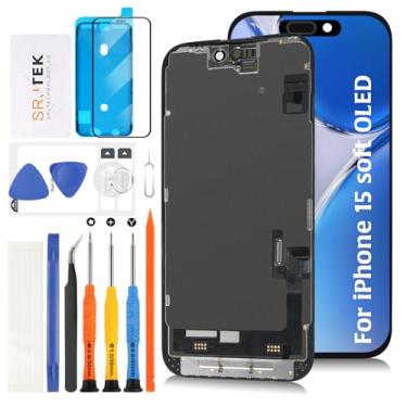 Imagem de Olivechard Tela LCD de substituição macia OLED 15 para iPhone 15 de 6,1 polegadas [entalhe de tamanho semelhante + cabo do sensor] Tela LCD digitalizadora sensível ao toque A3090 A2846 A3089 A3092 com