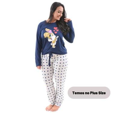 Imagem de Pijama Feminino Plus Size Longo Inverno Frio Blusa e Calça - Prikéta P