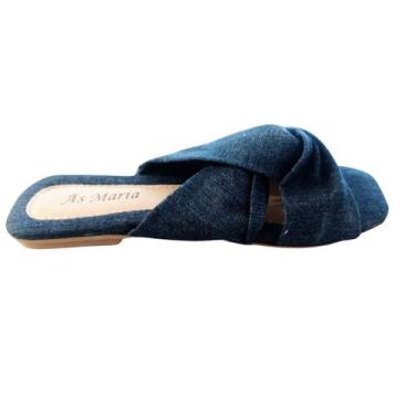 Imagem de Sandália Feminina Rasteirinha Em Jeans Conforto Moda Casual - Aine Sto