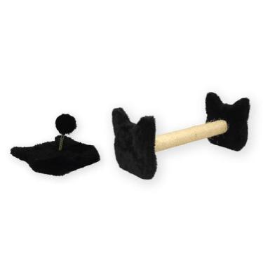 Imagem de KIT 2 Em 1 Arranhador Para Gato Sisal Poste Vertical Cara De Gato Mola