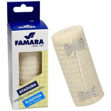 Imagem de Atadura Elástica Média Compressão 10cm x 1,30m Branca Famara