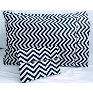 Imagem de Kit 6 Fronhas De Chevron  Estampado Algodão Ponto Palito 90x50 - Thais