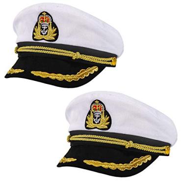 Imagem de Ibeauti Fantasia de capitão ajustável para adultos unissex chapéu de almirante cosplay boné marinheiro, Pacote com 2, branco, M
