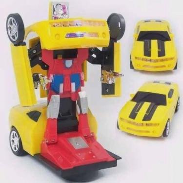 Imagem de Carrinho Super Robots Camaro Amarelo - Carro Vira Robô Emite Luz Som T