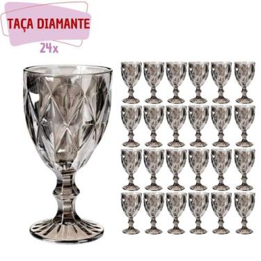 Imagem de Jogo C/ 24 Taça Diamond Cinza Metalizado 340ml Chumbo - Luxo - PRATICA