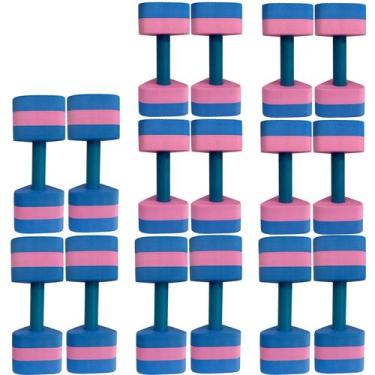 Imagem de Kit 8 Pares Halteres Aquáticos Em EVA P 1-2kg M 2-3kg Azul/Rosa Dafoca