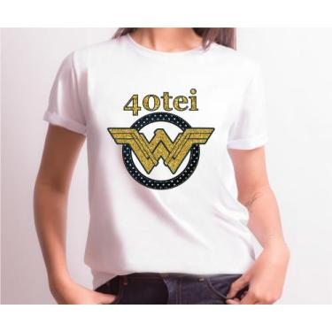 Imagem de Camiseta Adulto  40tei Mulher Maravilha Est. Azul Dourado - Aniversári