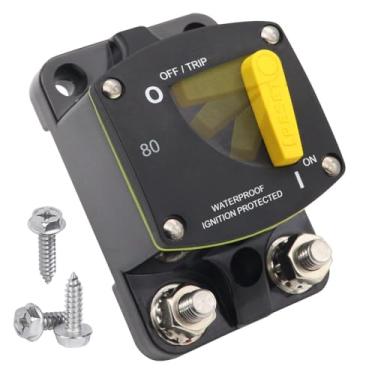 Imagem de T Tocas Disjuntor de bateria de 80 Amp 5/40.6 cm para barco a motor de pesca marítima MPPT 12 V - 48 V CC à prova d'água 80 A comutável