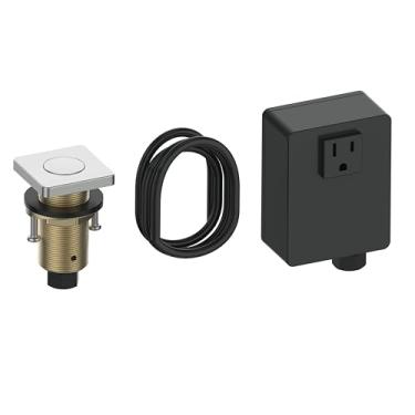 Imagem de Interruptor de eliminação de lixo, kit de interruptor de ar sem fio para triturador de resíduos alimentares, material de latão níquel escovado, botão superior de pia longa