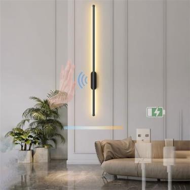Imagem de Luminária de parede interna LED regulável com sensor de movimento de varredura manual Arandelas de parede reguláveis 2700K-6500K Luzes de parede USB recarregável com bateria Iluminação de pa